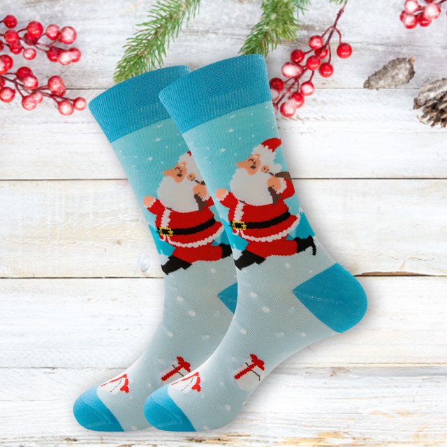 PEIXUN Mens Performance Cotton Pad Sports Leisure Socks Christmas Pattern Socks for Men