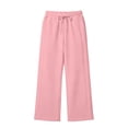 thumbnail image 3 of UACY Girls Sweatpants Wide Leg Drawstring Baggy Kids Pants Open Bottom Casual Loose Teen Joggers with Pockets (Pink, 11-12 Years), 3 of 4