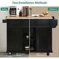 thumbnail image 4 of JESTOP Rolling Kitchen Island with 3 Drawers and 2 Cabinets, Kitchen Cart on Wheels with Drop Leaf, Wood Portable Trolley Island with Cabinet Door Storage Racks, for Dinning Room, 4 of 8