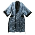 thumbnail image 1 of Reversible Thai Silk Unisex Classic Kimono Gown Bath Robe Pajamas Sleepwear - Gray, 1 of 4