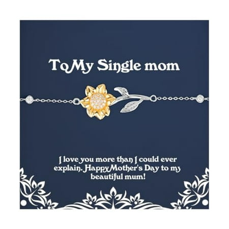 amangny Best Single mom Gifts, I love you more than I could ever.!, Single mom Sunflower Bracelet From Son Daughter, Gifts For Mom, Mothers Day, Gift ideas, Gifts for her, Present