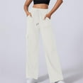 thumbnail image 2 of cFmduc Women's Cargo Sweatpants Drawstring High Waisted Wide Leg Pants Athletic Casual Baggy Sweat Pants with Pockets, 2 of 8