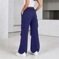 thumbnail image 6 of Womens Cargo Sweatpants Ruched High Waisted Sweat Pants Athletic Solid Color Casual Wide Leg Joggers Loose Fall Pants with Pockets, 6 of 7
