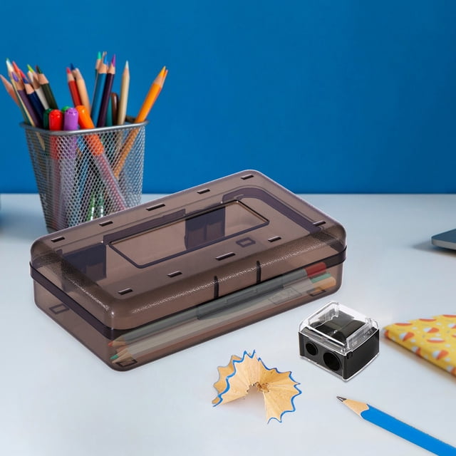 Ganfancp Estuche Transparente de Plástico de Gran Capacidad con Sacapuntas Ofertas y Liquidaciones 1X Estuche Transparente 1X Sacapuntas
