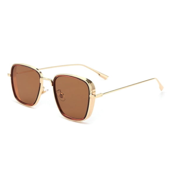 Trendy Thick-Edged Irregular Square Sunglasses, Metal Frame, UV400 Protection, Simple Style, PC Lens, 99% Visible Light Perspective Rate