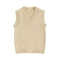 thumbnail image 2 of Kids Sweater Vest, 12 18 24M 3 4 5T Sleeveless V-neck Solid Knit Vest Fall Winter Clothes for Girls Boys, 2 of 10