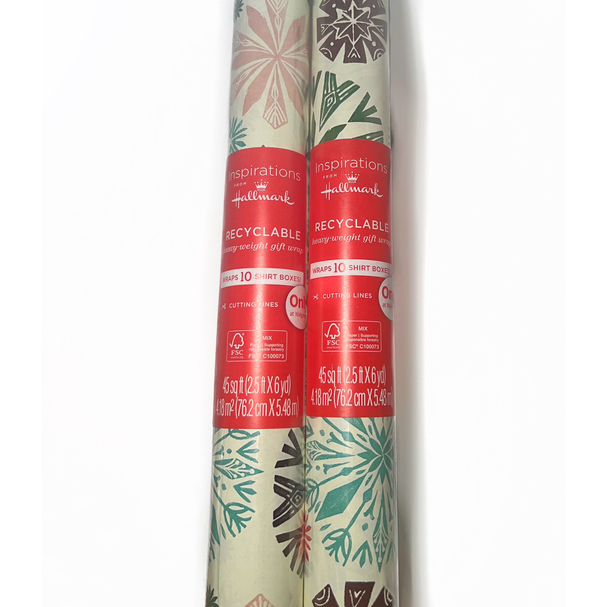 Inspirations from Hallmark Holiday Wrapping Paper Roll (Snowflakes on Cream), 2 each