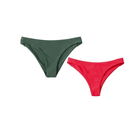 Dndif Clearance! Seamless Thongs For Women Women s Bikini Bottoms High Cut Swimsuit Bottom Solid Color Mid Waist Swim Bottoms Pack Of 2 Cotton Underwear For Women Hot Pink L