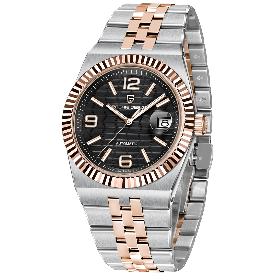 Pagani Design New Men's Automatic Watch Stainless Steel Mechanical Waterproof Wrist Watch for Men, Synthetic Sapphire Dial Glass PD-YS027