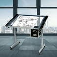 thumbnail image 6 of Yaheetech Glass Adjustable Height Rolling Drafting Art Table with Storage Drawers, Balck, 6 of 7