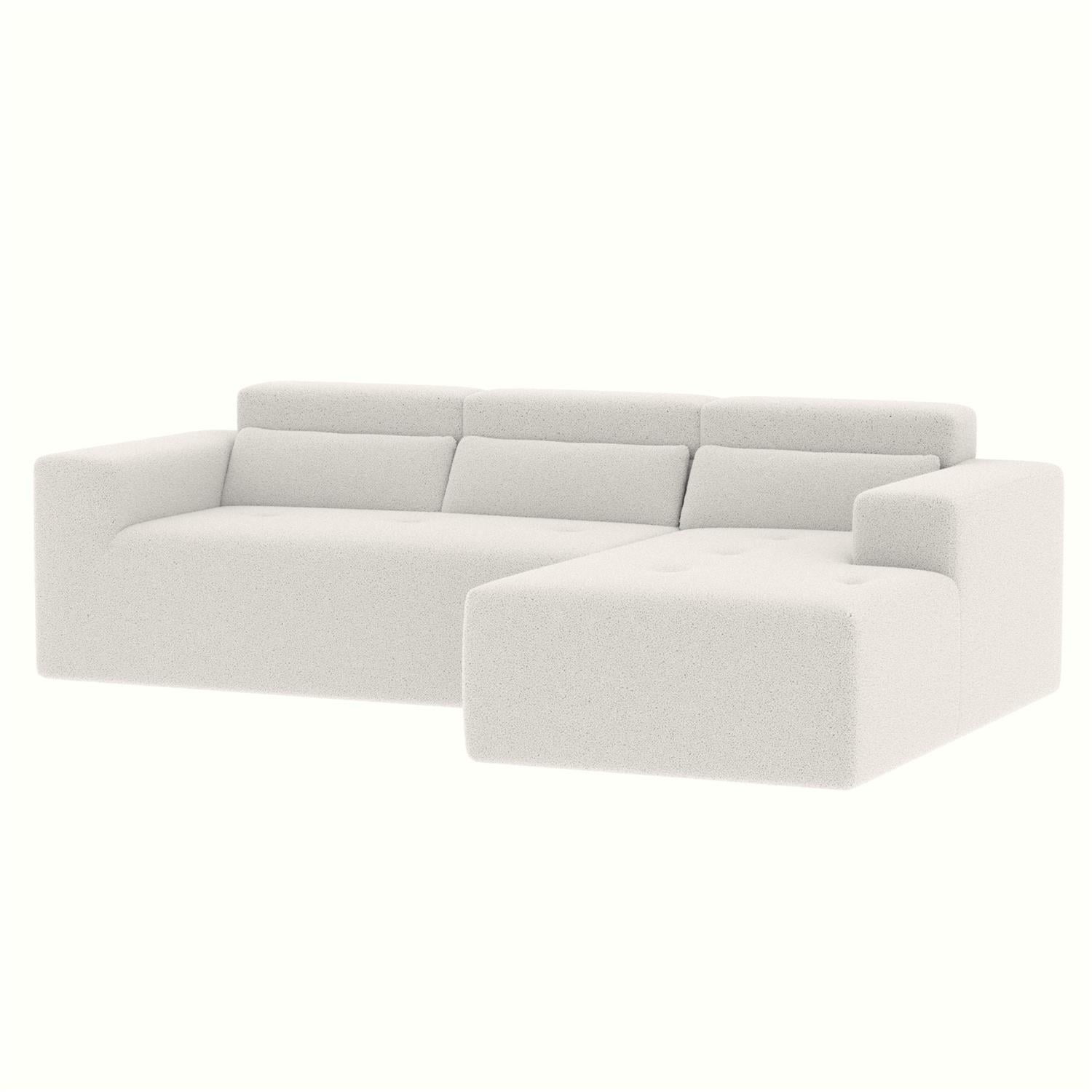Demi Bonn 109" Modern Modular Sectional Sofa, Cozy Teddy Fabric L Shaped Couch with Chaise, 3-Seater Corner Sofa with Pillows for Apartments, White