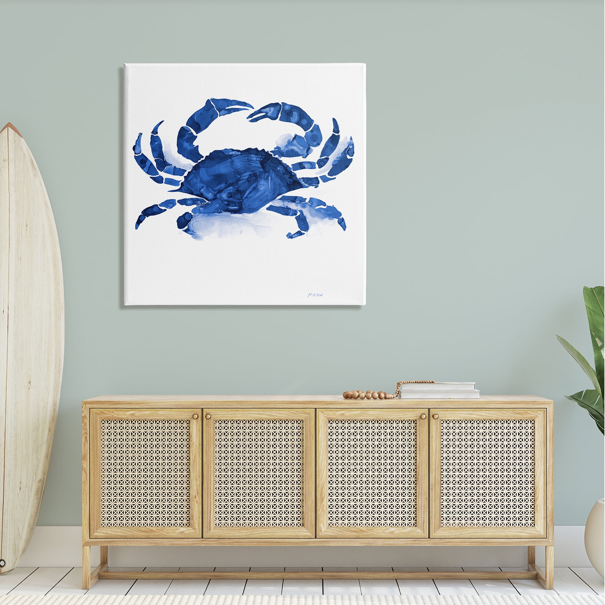 Stupell Industries Detailed Crab Wildlife Blue Ocean Sea Life Painting Gallery Wrapped Canvas Print Wall Art, Design by Patti Mann