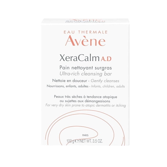 Avene Xercalm A.D Ultra-Rich Cleansing Bar - For Atopic Dermatitis and Eczema Prone Skin - Fragrance-Free, 3.5 oz