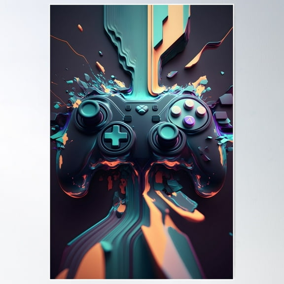 Gaming Controllers Poster Wall Art, Modern Wall Decor For Living Room Bedroom, 12x18 UNFRAMED
