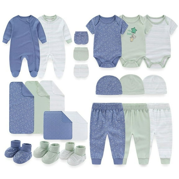 Zavbaby Newborn Essential Neutral Cotton Baby Layette Gift Set,22-Pieces,Sizes 0-3M