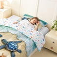 thumbnail image 4 of Manfei Watercolor Sea Turtle Twin Comforter Sets for Kids Boys and Girls, Coastal Beach Bedding Set, Stars Reversible 2 Pieces, 1 Comforter and 1 Pillowcase, 4 of 6