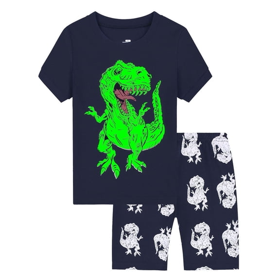 ATAIKU Summer 2-9Y Toddler Boys Pajamas Dinosaur PJs Glow in the Dark Sleepwear Sets Kids Jammies