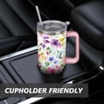 thumbnail image 7 of 40oz Pioneer Tumbler with Handle Lid and Straw,Colorful Floral Tumblers Gifts for Women Girls Men Adults（Pink）, 7 of 7