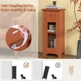 thumbnail image 6 of Costway Bathroom Floor Cabinet with Single Glass Door Drawer & Adjustable Shelf Brown, 6 of 10