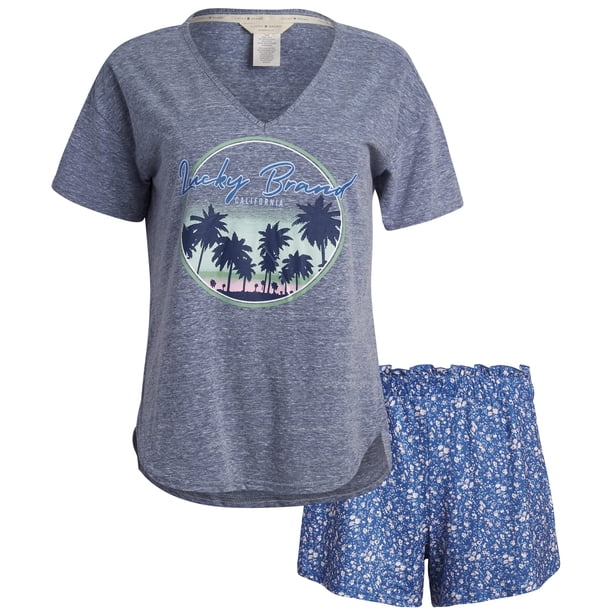 Conjunto de pijama Lucky Brand, camiseta de manga corta y pantalones cortos para mujer