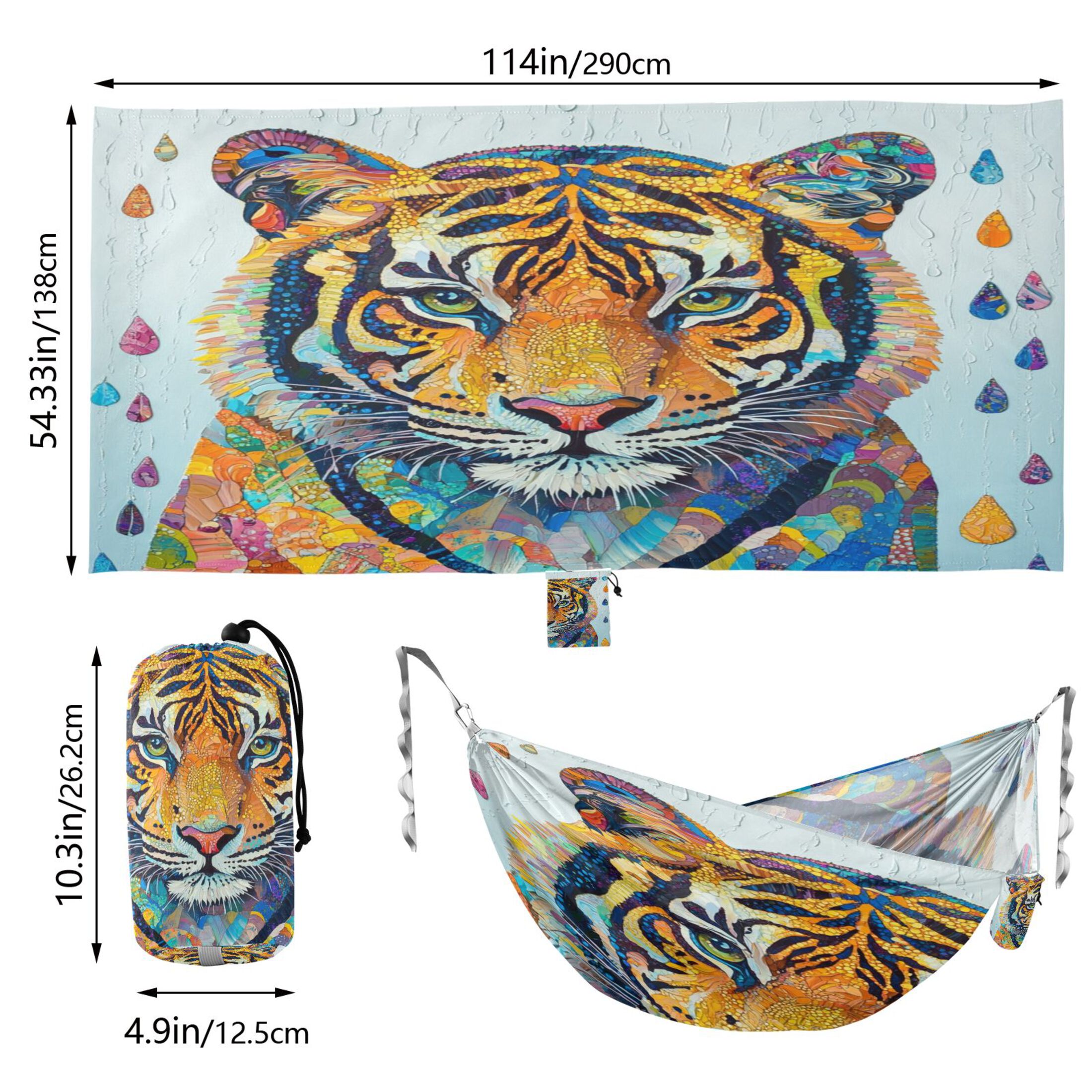 Hammock Camping Hammock Nylon Portable Hammock Travel Camping Hammock Colorful Raindrop Tiger