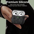 thumbnail image 7 of XIBUFE for 4 Case Cover 2024, Cute Flower Engraved Silicone Case for 4 Case with Cleaner Kit & Keychain for Women Men, Black Airpod 4 Case, 7 of 7