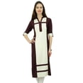 thumbnail image 4 of Phagun Kurta Kurti Droite en Rayonne pour Femmes à Panneaux, Manches 3/4, Tunique Blouse Décontractée d'Été, 4 of 4