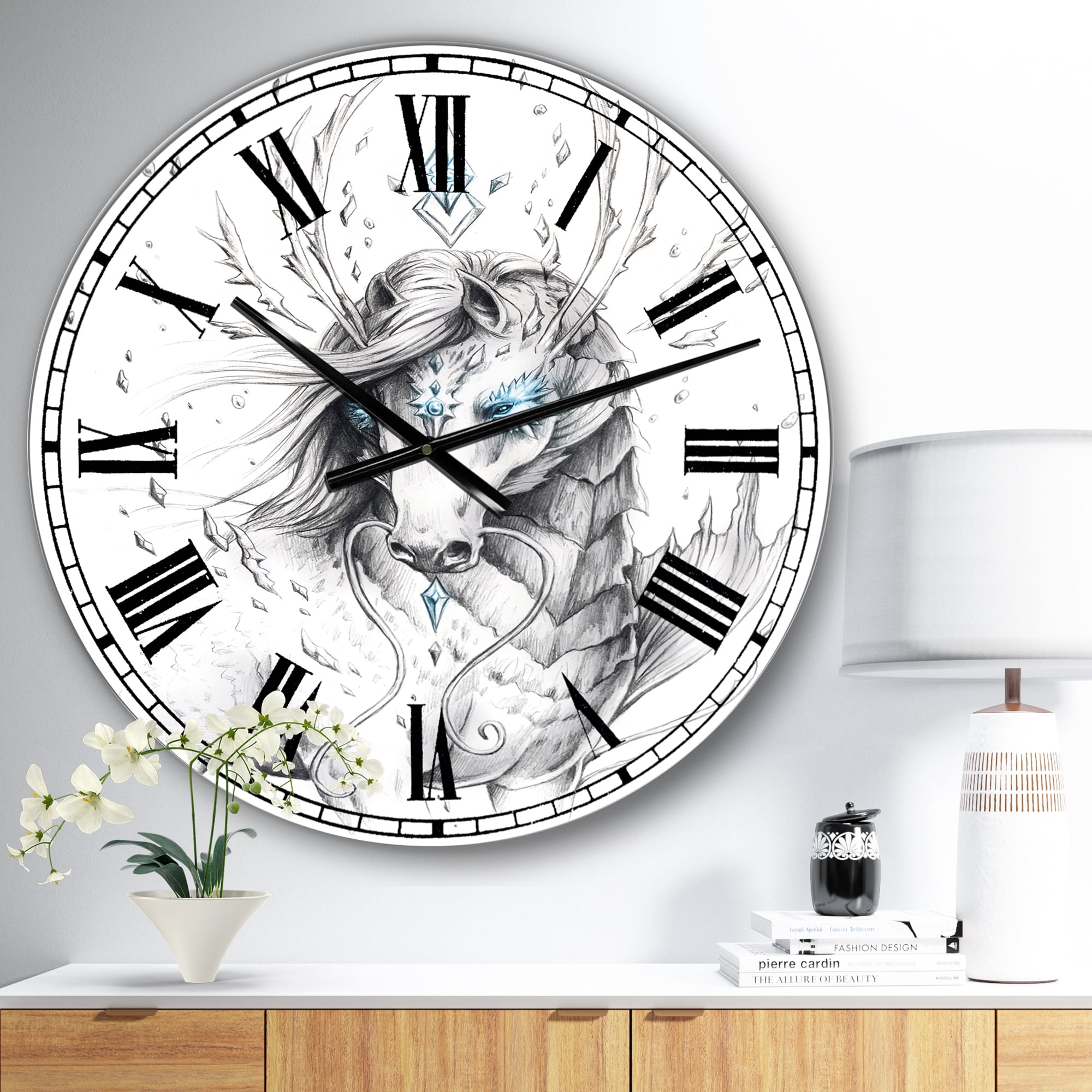 Designart Oversized Multicolor Analog Round Modern Wall Clocks, CLM25504-C23