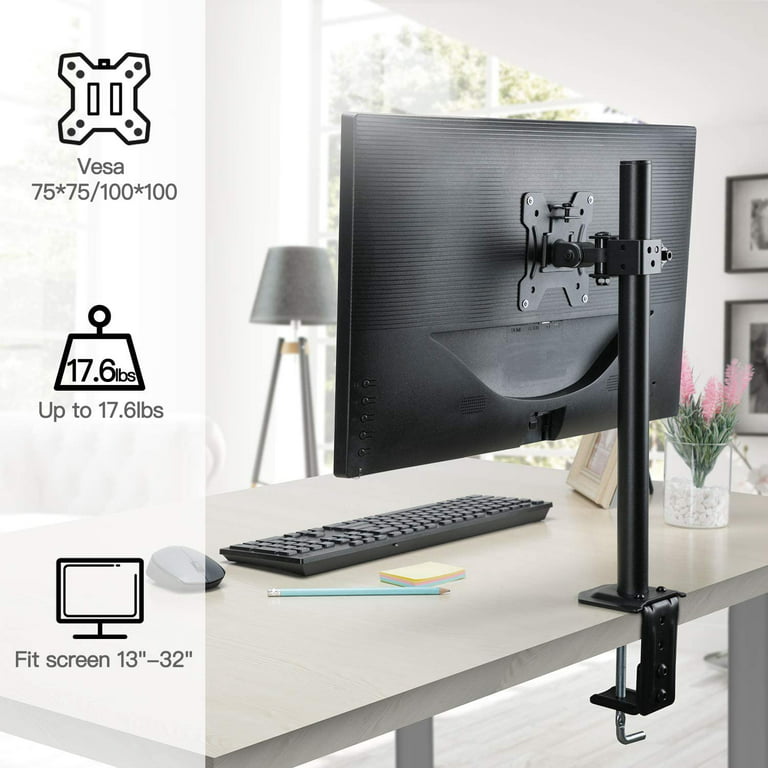  HUANUO Laptop Monitor Mount, Single Monitor Desk Mount Holds  13-32 inch Computer Screen, Laptop Notebook Desk Mount Stand Fits Up to 17  inch, Fully Adjustable Weight Up to 17.6lbs : Electronics