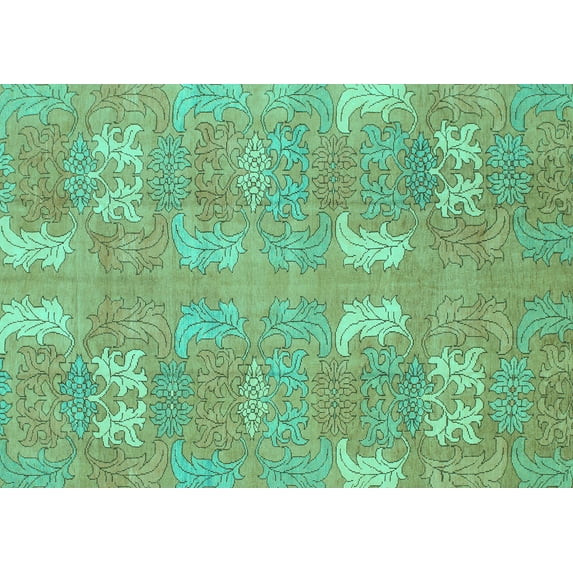 Ahgly Company Machine Washable Indoor Rectangle Abstract Turquoise Blue Modern Area Rugs, 2' x 5'