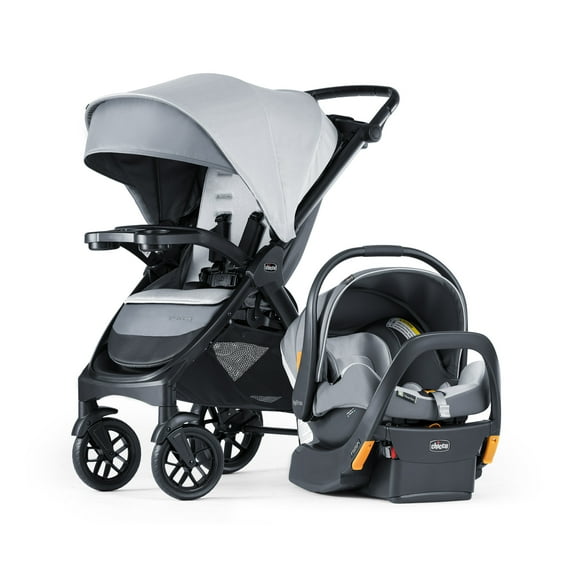 Chicco Bravo® LE ClearTex® Trio Travel System Stroller with KeyFit Max ClearTex® Infant Car Seat  - Atlas (Grey), New