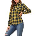 thumbnail image 4 of Allegra K Women's Plaids Long Sleeves Cuffs Boyfriend Button Down Shirt, 4 of 6