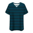 thumbnail image 6 of ylioge V Neck T Shirts for Women Plus Size XL-5X Short Sleeve Tees Tops Womens Casual Stripe Printed Loose Pullover Loungewear Work Blouses Top, 6 of 6