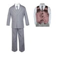 thumbnail image 2 of 7pc Baby Toddler Boy Formal Party Medium Gray Suit w/ Satin Vest & Necktie Sm-20, 2 of 3