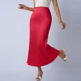 thumbnail image 3 of Oksale Mermaid Skirts for Women Elastic High Waisted Satin Skirt Elegant Cozy Maxi Skirts for Office Party Red S, 3 of 8