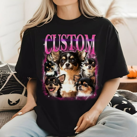 Custom Bootleg Rap Tee, Vintage Pet Shirt Pet Photo   Name Custom Dog Shirt Personalized Shirt Custom T Shirts for Humans Dog Shirt 90's Tee