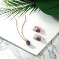 thumbnail image 4 of Gem Stone King 6.20 Ct Blue Lapis White Diamond 18K Rose Gold Plated Silver Pendant and Earrings Jewelry Set, 4 of 4