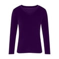 thumbnail image 4 of Jjayotai Women's Velvet Top, V Neck Long Sleeves Solid Casual Tunic Blouse, Loose Velour T-Shirt Pullover Tops, 2025 Trendy Clothes for Women Purple XXXL, 4 of 6