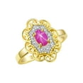 thumbnail image 4 of Rylos Yellow Gold Plated Silver Floral Designer Ring with 6x4 MM Oval Star Ruby & Sparkling Diamonds - Birthstone Jewelry for Women -Size 6, 4 of 7