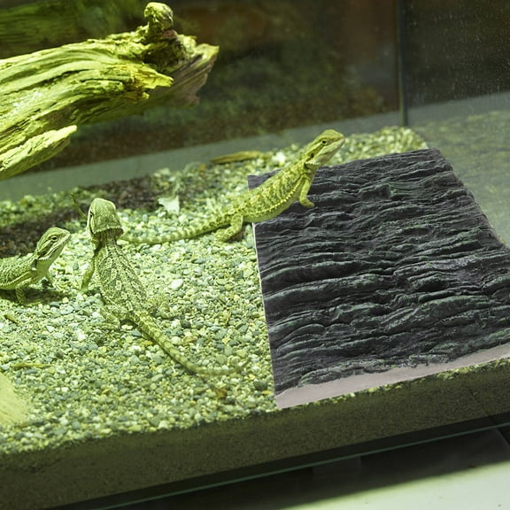 LULULION 1Pc Aquarium Background Board Green Simulated Bark 3D Reptile Tank Decor