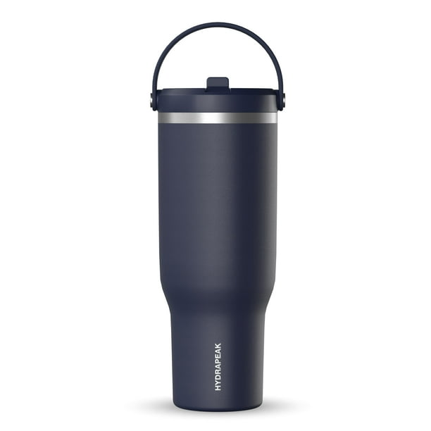 Botella de agua Hydrapeak Nomad de 1,2 L con asa y tapa con pajita, color azul marino