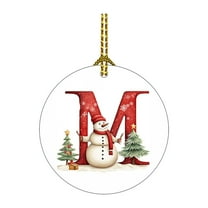 Moocorvic 26 Initial Letter Snowman Hanging Ornaments, Christmas Decorations Winter Keepsake Ornaments Gifts for Women, Friends & Family Holiday Party(M)