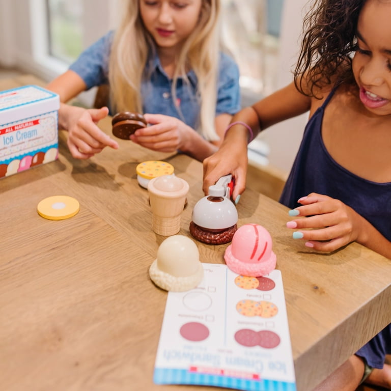 Melissa & Doug Wooden Ice Cream Play Food Set, 13 Pieces, Magnetic