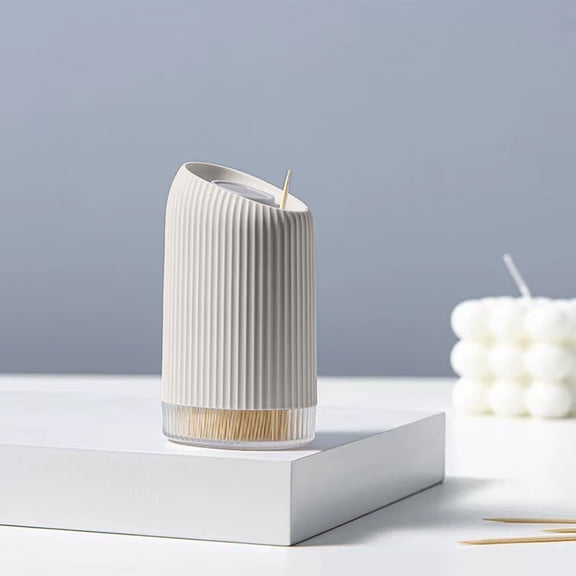 Up Toothpick Dispenser Vertical Striped Toothpick Holder With Visible Bottom Holds 300 Toothpicks Lightweight 66g Storage Box For Table Kitchen Hotel