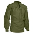 thumbnail image 2 of SONXAHE Men's Lace Up Shirt Loose Medieval Daily Blouse, 2 of 4