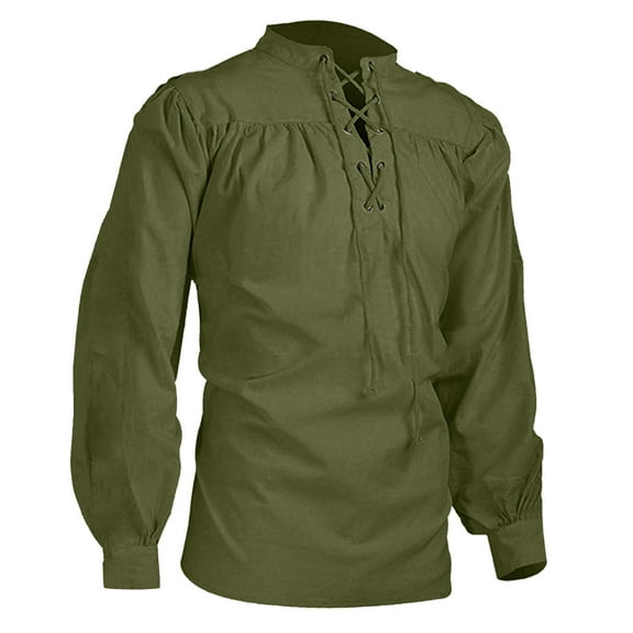 Daolelai Men's Long-Sleeved Ethnic Retro Shirt