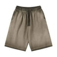 thumbnail image 4 of Men Shorts Male Heavyweight Distressed Shorts Washed 2 Tone Gradient Loose Oversize Men Running Shorts Army Green M, 4 of 4