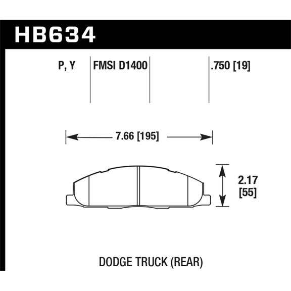 Hawk Performance HB634P.750 Brake Pads - Super Duty Compound - Rear - Set of 4 Fits select: 2013-2016 RAM 2500, 2009-2012 DODGE RAM 2500