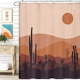 thumbnail image 2 of Mid Century Modern Shower Curtain Boho Mountain Cactus Abstract Shower Curtain Set, Desert Landscape Art Minimalist Sunset Sunrise Bohemian Aesthetic Fabric Shower Curtain for Bathroom 70X70IN, 2 of 3
