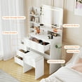 thumbnail image 1 of Modern Vanity Desk with Mirror & Adjustable LED Lights, 36-Inch Makeup Table – 4 Drawers, 4 Storage Shelves, Power Outlet, USB Ports, and Stool – Bedroom Dressing Table Set, White, 1 of 8